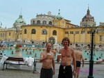 the outdoor baths, me and Ross