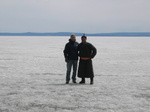 on the frozen lake with out horse guide
