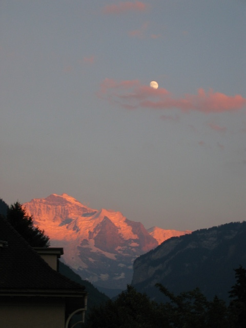 Jungfrau from youth hostel in Interlaken, Switzerland