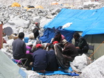 Sherpa Guides passing the time playing cards
