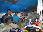 Mountain Hardware/Robert Link Expedition Cook Hut.  Head guide on left ( climbed Everest something like 9 times ), Head cook on the right, good food.